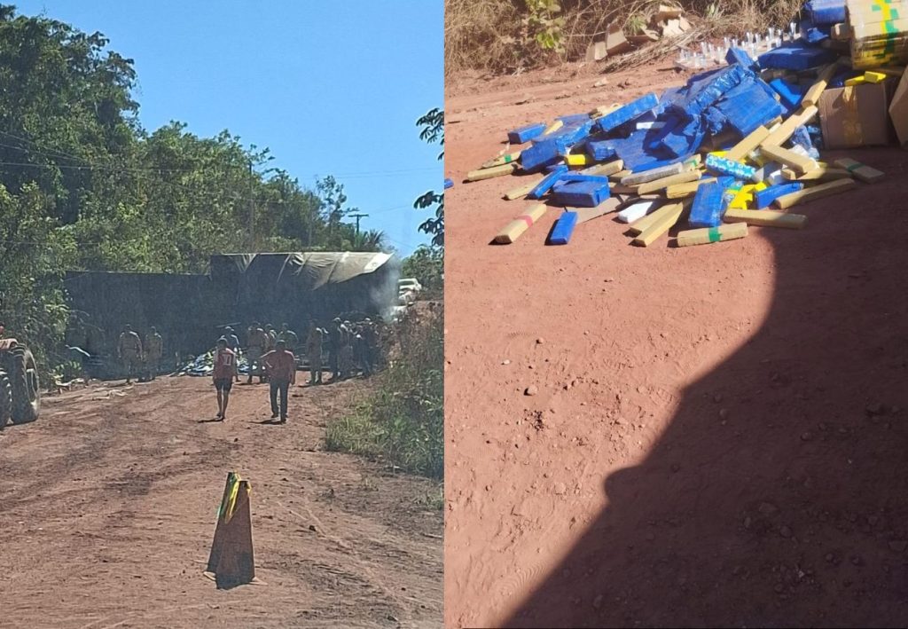 Polícia encontra grande quantidade de drogas em carreta tombada no Tocantins